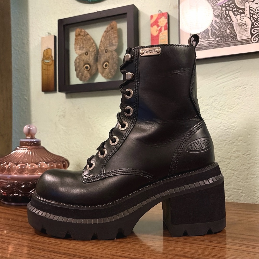 ⚡️Vintage Candie’s Genuine Leather Chunky Platform Combat Boots⚡️
